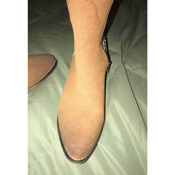 Bandolino Women's 42 11.5 Nanina Side Zipper Zebra Print Suede Brown Leather - Picture 2 of 6